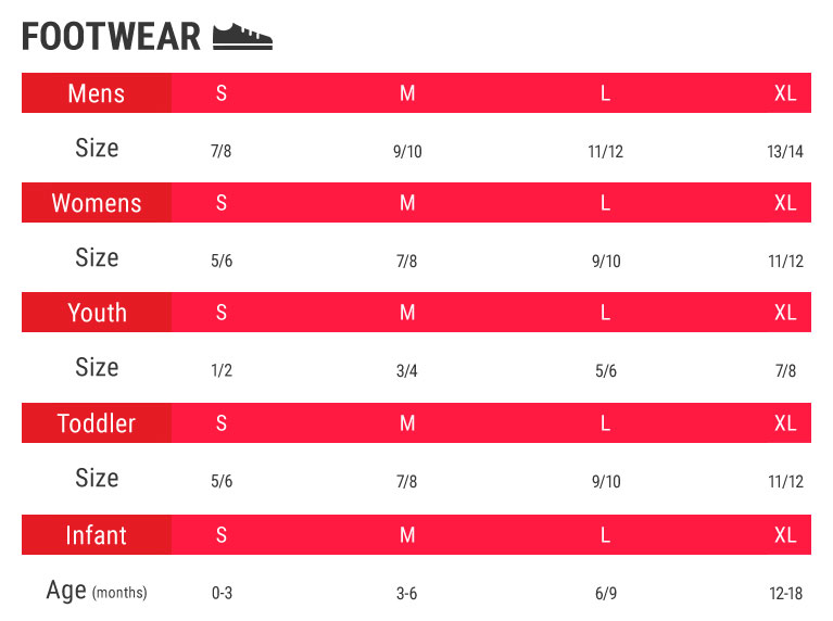 Footwear Size Charts